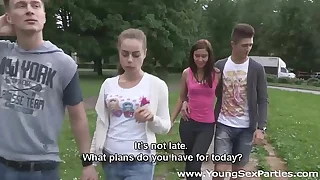 Young Sex Parties - Teens Rita Milan, Foxy having a quarters fucking party